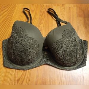 Victoria's Secret Body By Victoria Lightly Lined Demi Bra 38DD Hunter Green Lace